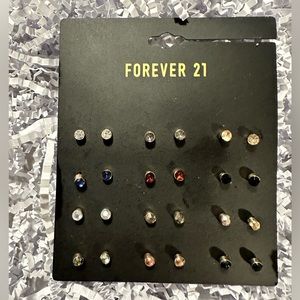 Forever 21 Earrings 12 Pairs Styles Clear Stone Set